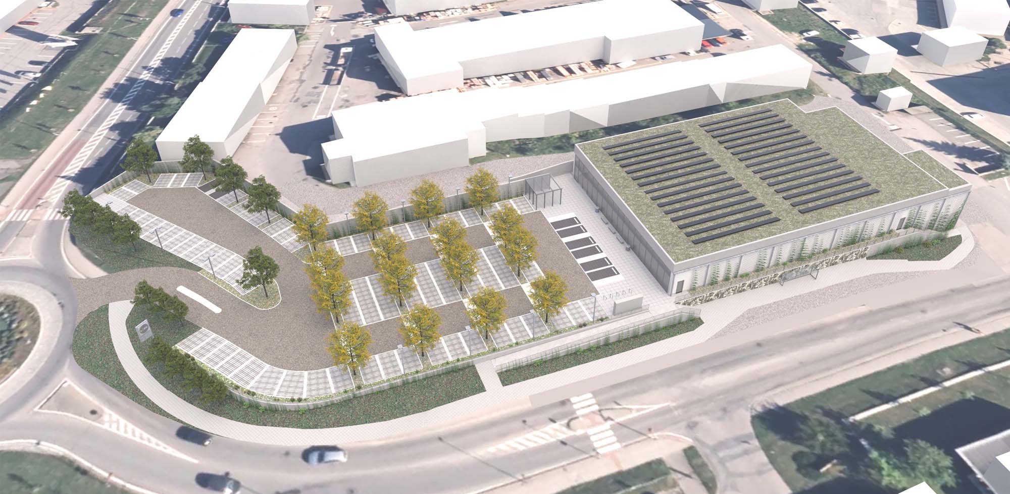 Veřejný prostor před supermarketem